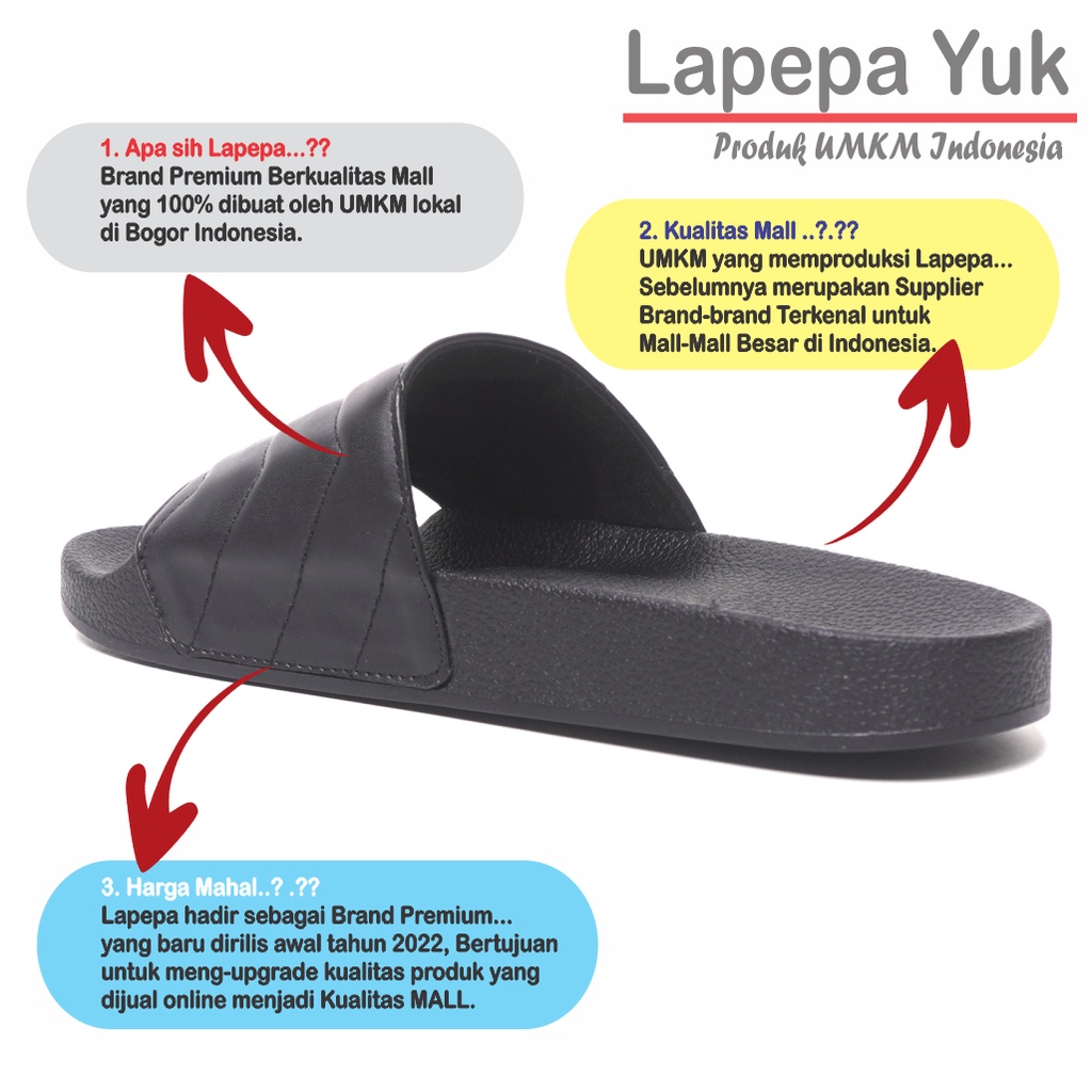 LAPEPA YUK - Sandal Wanita Teplek Selop NAURA ALL COLOR Sendal Slop Cewek Flat Slip On Tidak Licin Anti Slide Karet Jelly Warna Black Hitam Putih Sandal Perempuan Premium Original Kekinian Terbaru Shoes ORI Mall Official Store