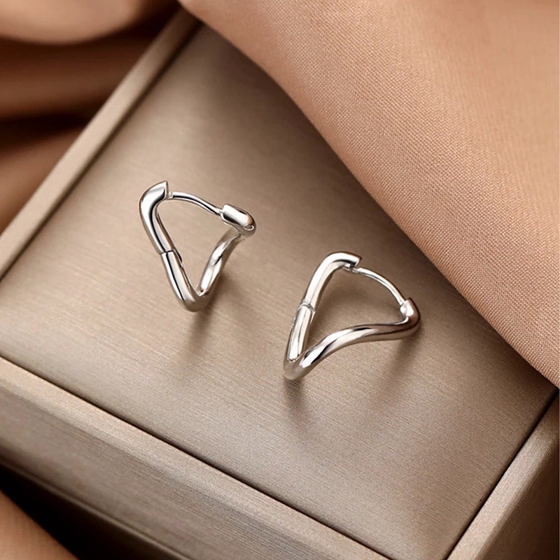 Anting Stud 925 Sterling Silver Bentuk Geometris Gaya Korea Untuk Wanita