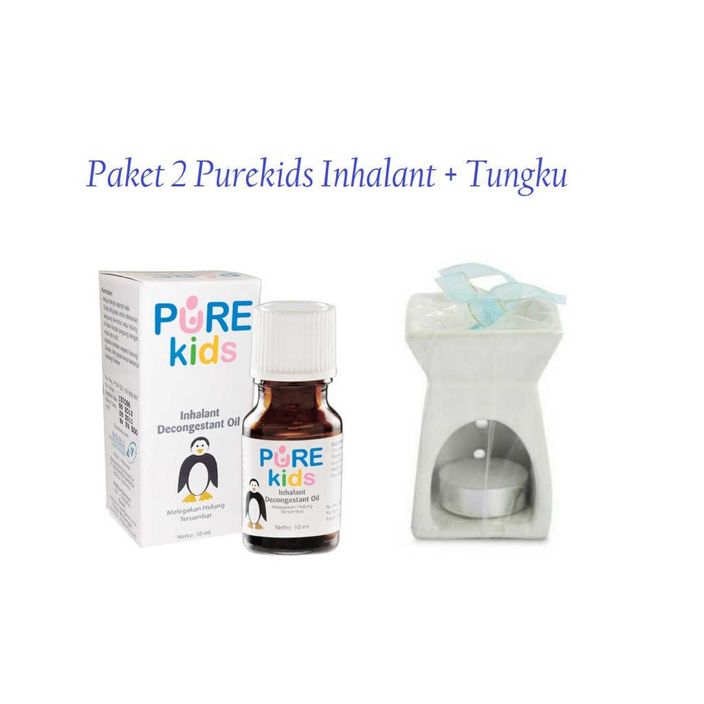 Promo !! Pure Kids Inhalant Decongestant Oil Paket Tungku (2pcs oil + tungku) - inhalant baby pure kids