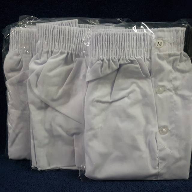 3 pc Boxer pria putih katun uk. M, L