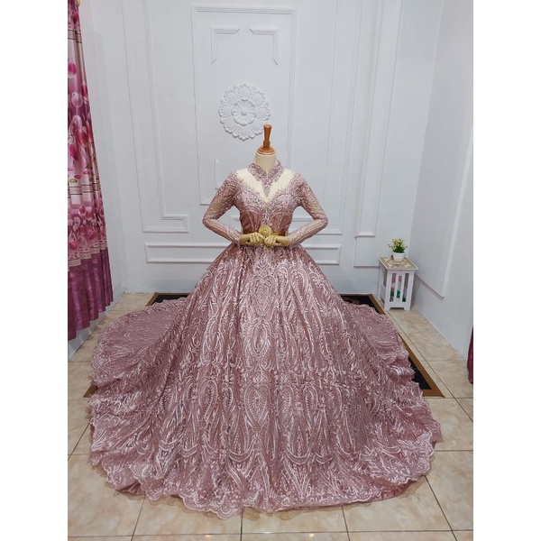 gaun rose gold pesanan