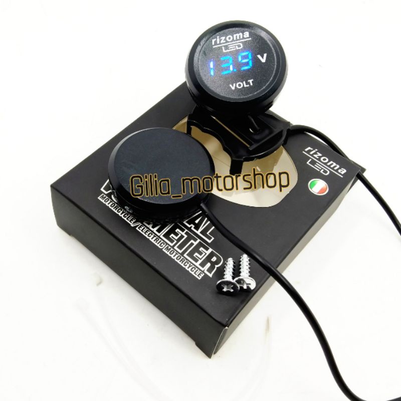 Voltmeter Aki Digital Bulat Rizoma LED  Voltmeter Pengukur Aki Digital Rizoma Original Universal Motor