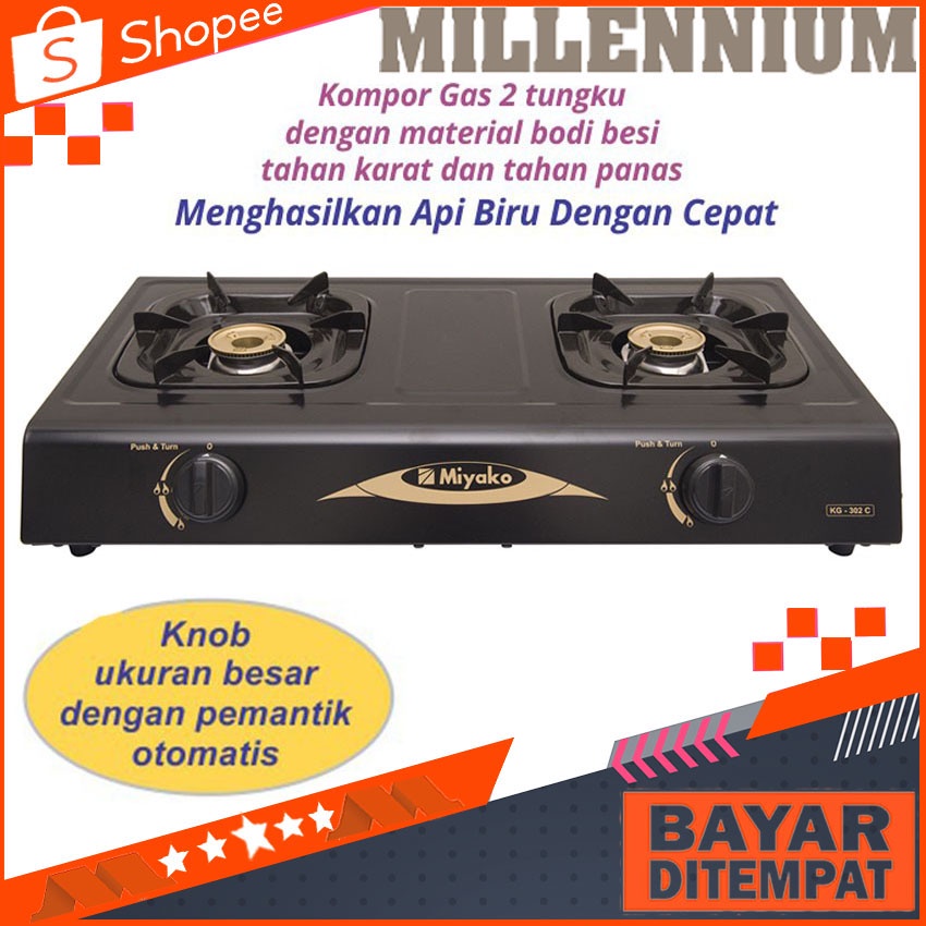 Miyako KG302C Kompor Gas 2 Tungku Kompor Gas Miyako