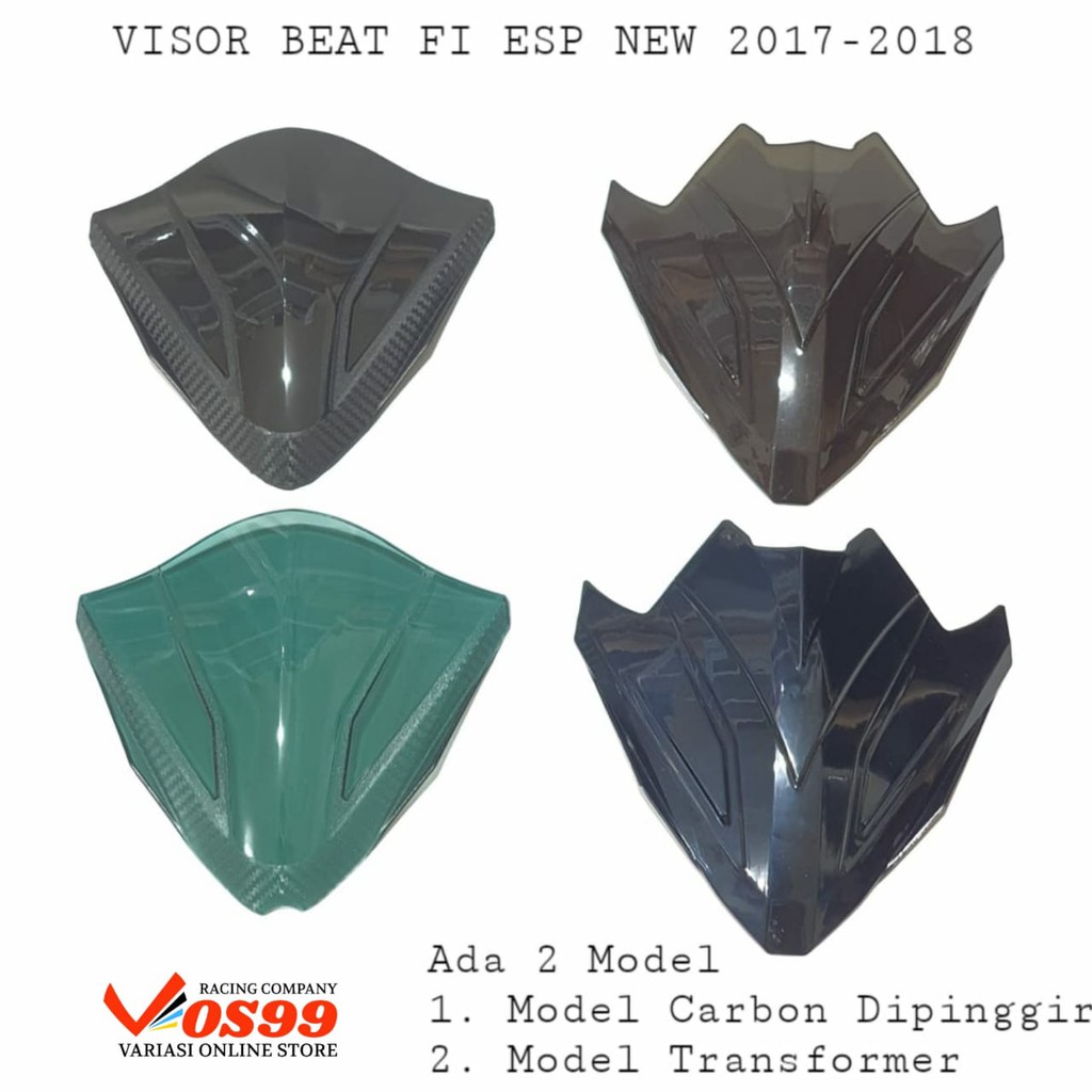 VISOR MOTOR HONDA BEAT FI ESP NEW 2017-2018 ADA 2 MODEL KARBON DAN TRANSFORMER BAHAN BERKUALITAS