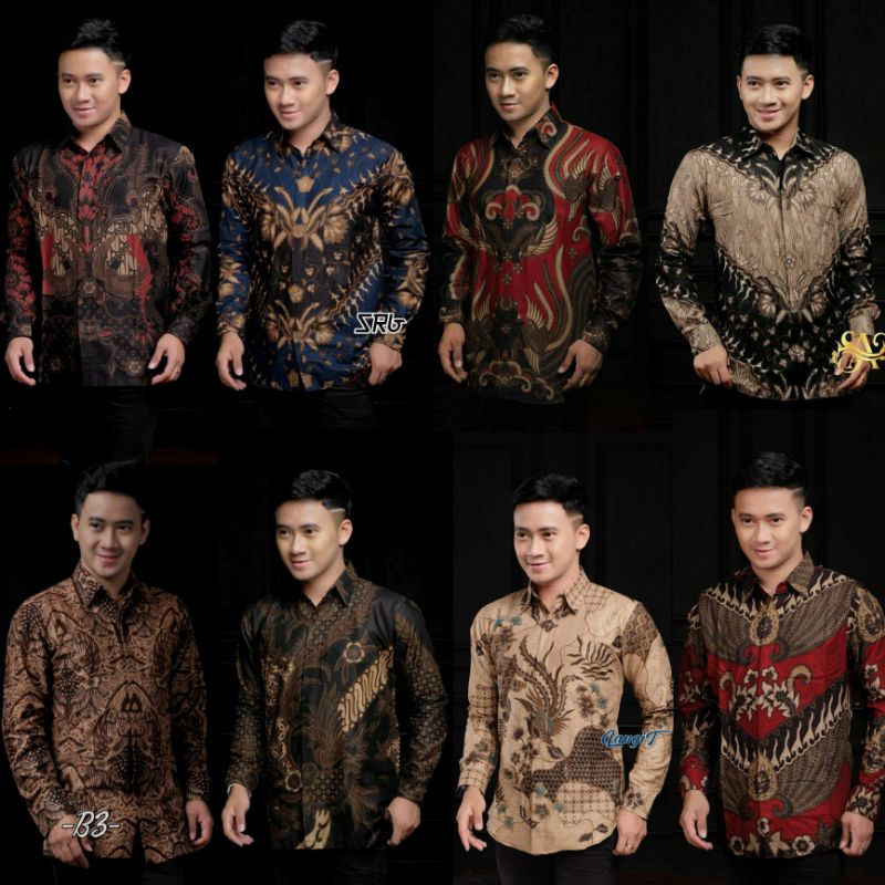 Batik Pria Lengan Panjang BATIK AZMIL HRB026 motif KERATONAN Kode 002 size M L XL XXL Reguler