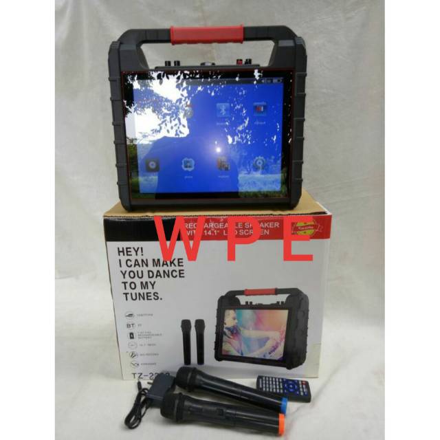 Speaker Portable layar 14 inch karaoke Box TZ 2202