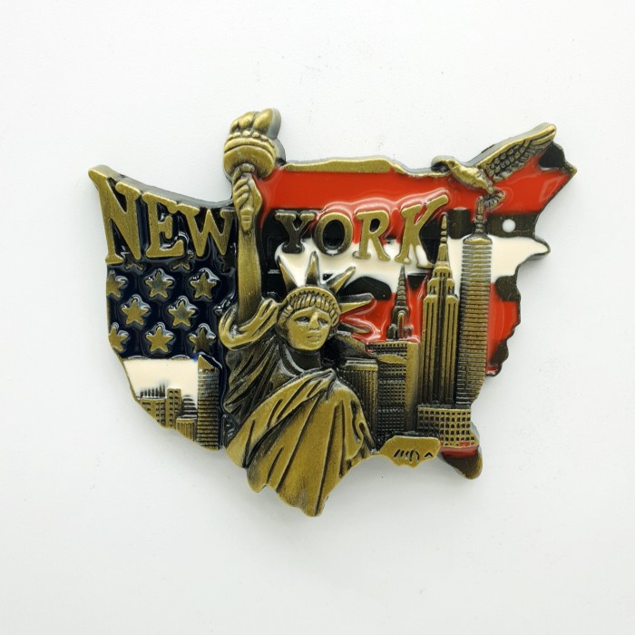 3D LOGAM Souvenir Negara magnet Kulkas Tempelan America New York