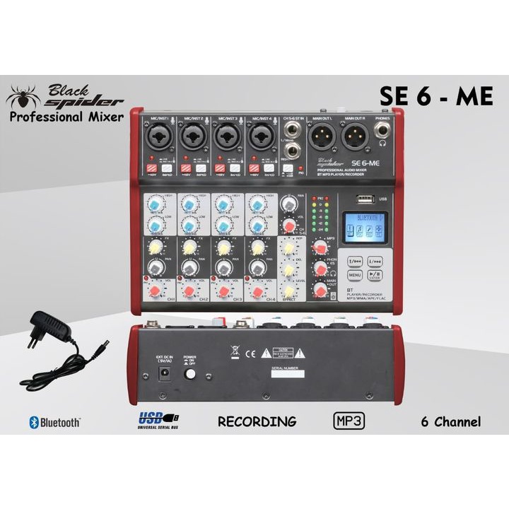 MIXER AUDIO 6 CHANNEL BLACK SPIDER SE6 ME