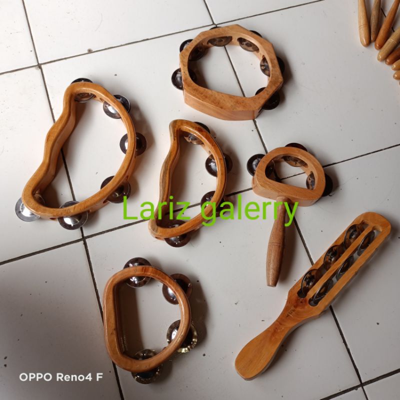 Jual Alat Musik Perkusi Tamborin kayu, kecer,kencreng Indonesia|Shopee ...