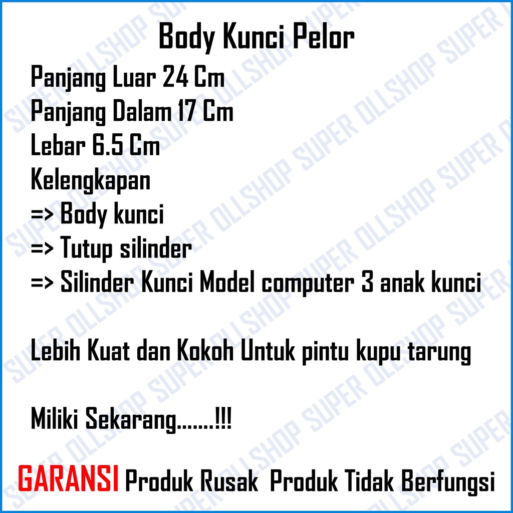 Kunci Pintu Rumah Bodi Body Kunci Pelor Besar Kupu Tarung 2 Pintu Dorong 1 Set / Body Pelor Kunci Pelor Handle Tarikan Gagang Pintu Rumah Bodipelor Set