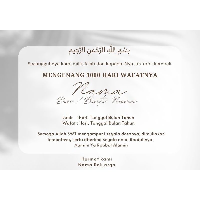 Stiker Mengenang 40/100/1000 hari Wafat, Tahlilan, Tasyakuran-M3
