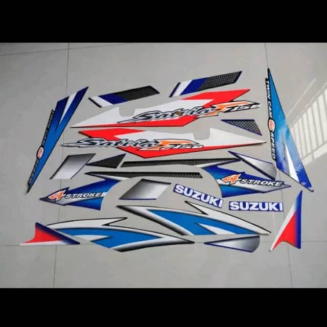 Striping satria fu 2004 thailand CBU hitam biru lis body atau stiker