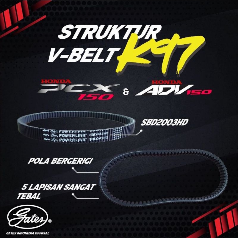 V-BELT RACING VANBELT GATES PCX LOKAL 150 ADV 150 K97