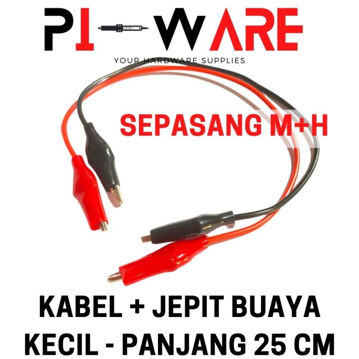 Kabel Plus Capit Buaya Aki Kecil panjang 25cm Sepasang Merah Hitam