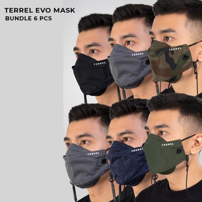 OK TERREL SPORTSWEAR EVO MASK BUNDLE 6 PCS MASKER KAIN NON MEDIS KONEK DFG6952FGB