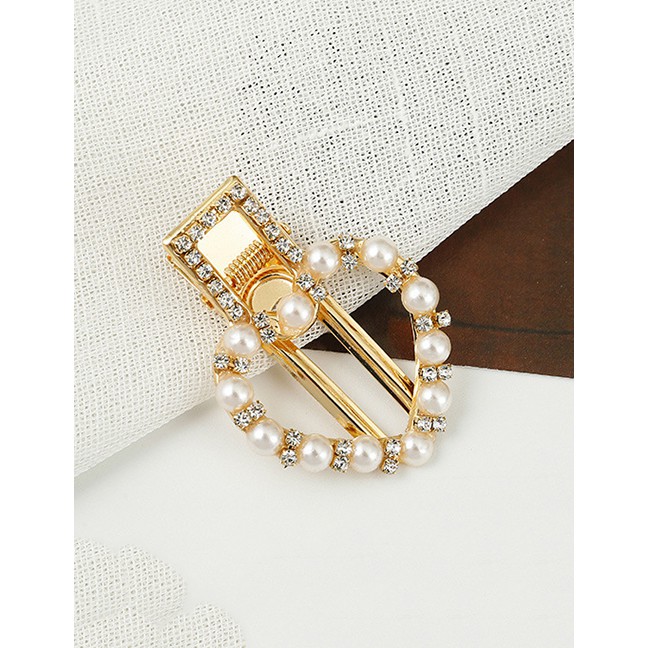 LRC Jepit Rambut Fashion Gold Pearl-studded Hair Clip F4423X