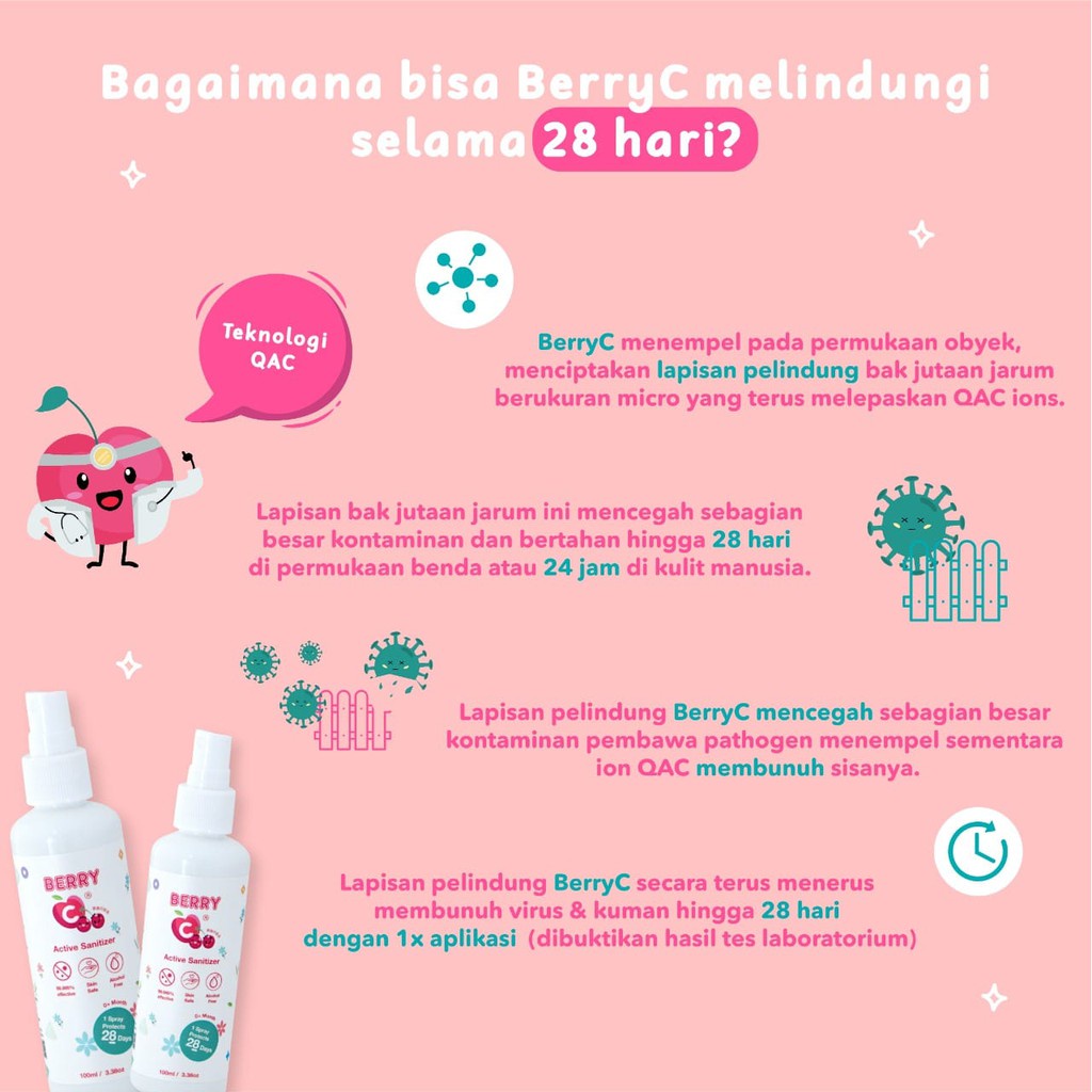 BerryC - Berry C Active Sanitizer Foam untuk Hand &amp; Body, non sticky, non wet, rinseless wash 120ml