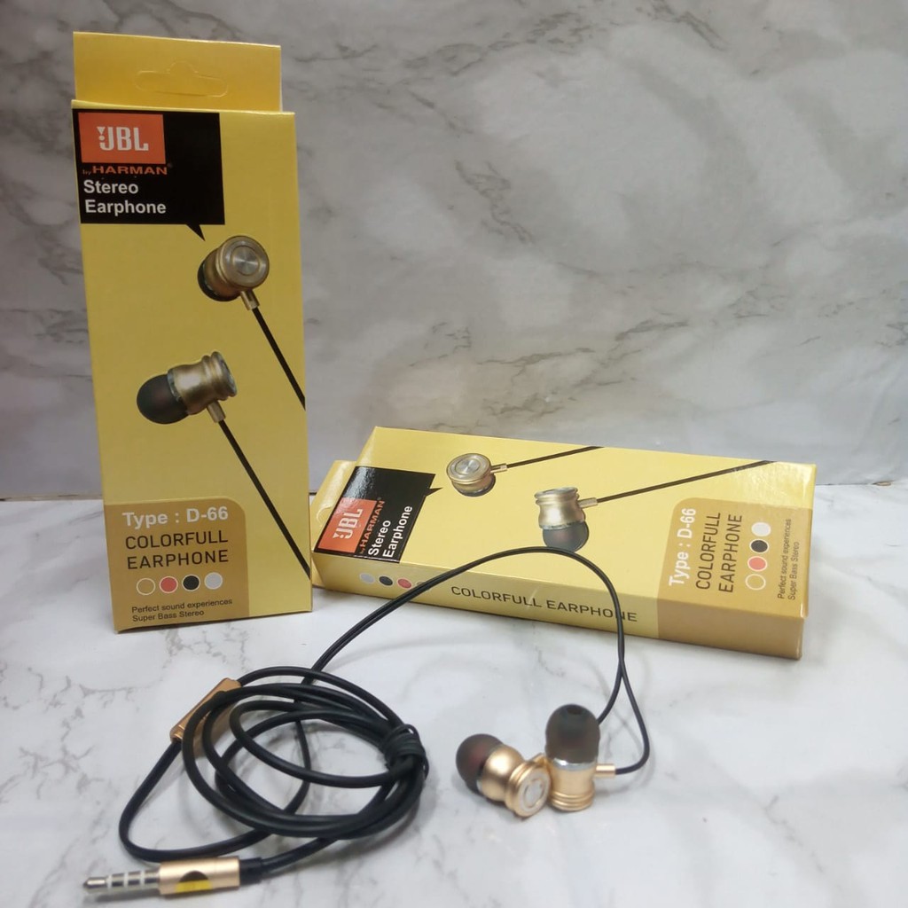 Headset earphone D66 extra bass bahan besi murah