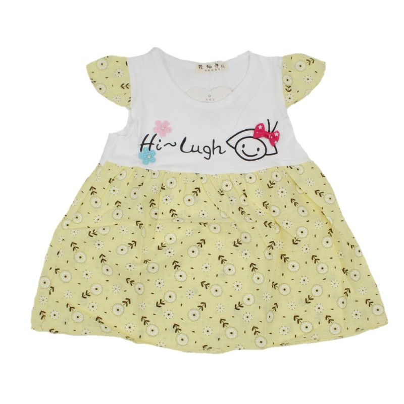 DRESS FASHION IMPORT PAKAIAN ANAK PEREMPUAN 6 BULAN-1 TAHUN MOTIF HI LUGH