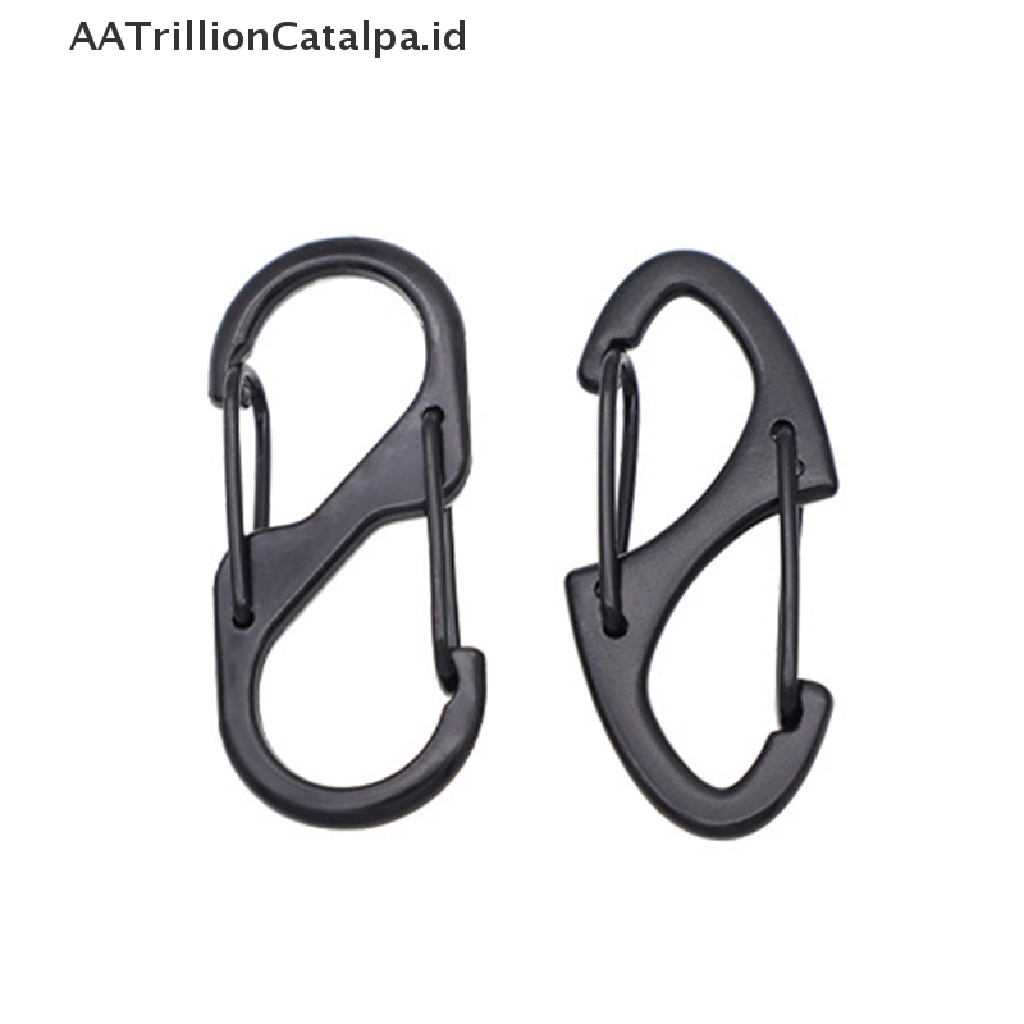 Aatrillioncatalpa 10Pcs Carabiner Tipe S Bahan Stainless Steel Dengan Kunci Kait Untuk Camping