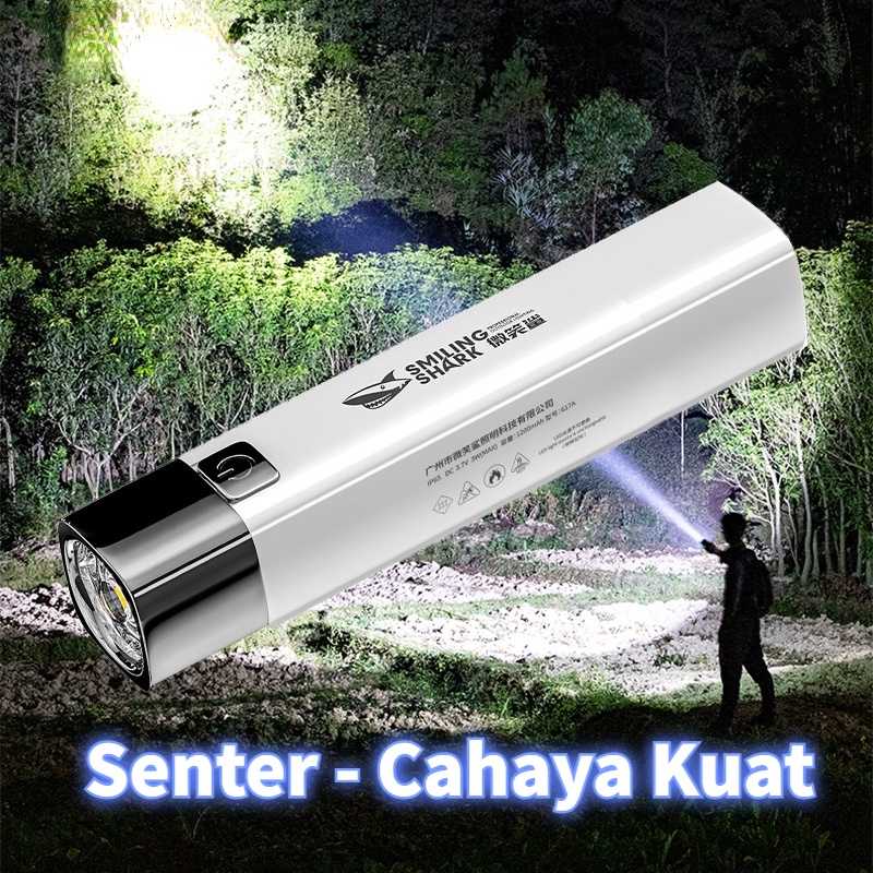 【COD】Senter LED Super Terang / Senter Bank Daya Isi Ulang / Jarak Jauh/ Senter Police/ Lampu Senter Led Mini Portable Super Terang