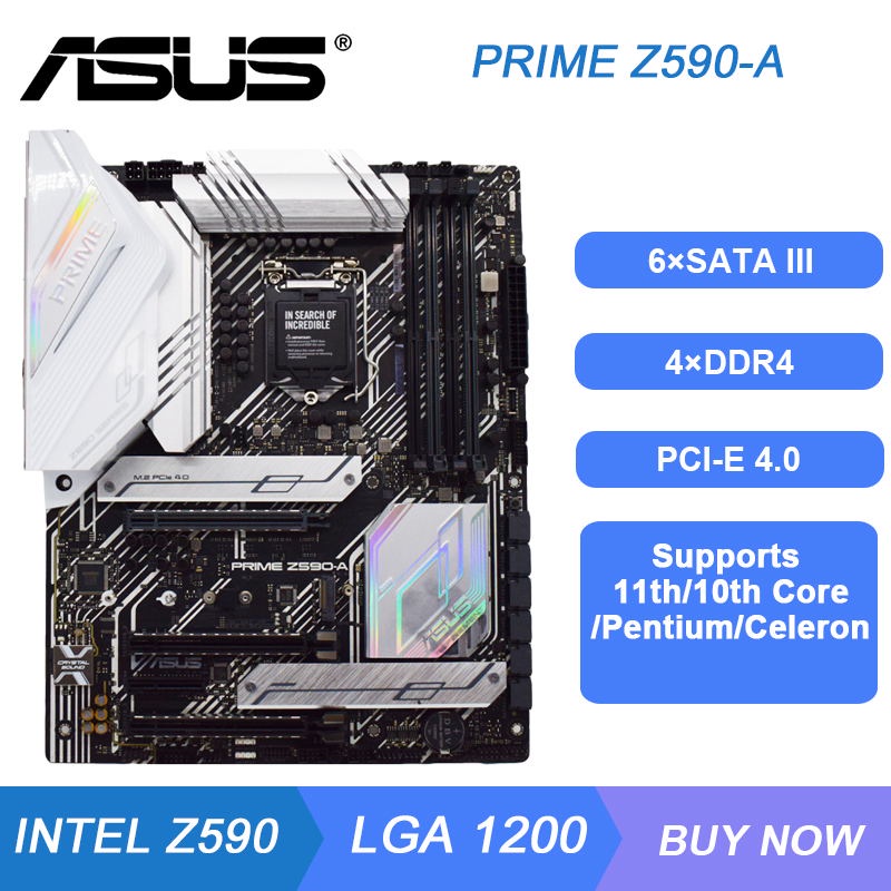 PREORDER Intel Z590 Motherboard LGA 1200  Core i3-10100F cpu Asus PRIME Z590-A Motherboard DDR4 LGA 
