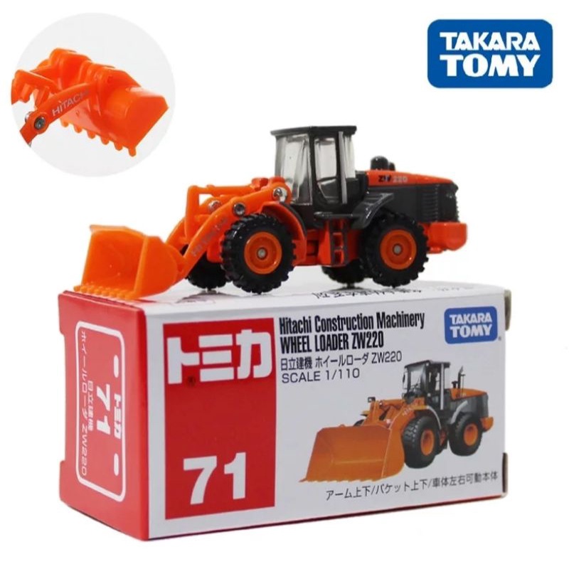 Tomica l Reguler No 71 Hitachi Construction Machinery WHEEL LEOARDER ZW220 Miniatur Alat Berat TAKARA TOMY Original
