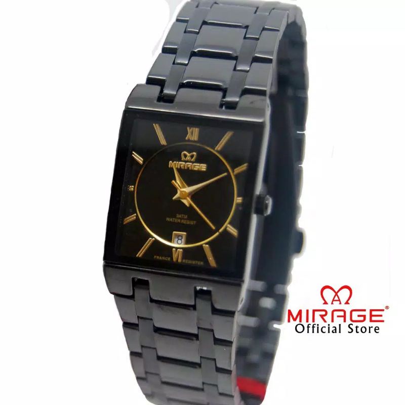 MIRAGE Original Garansi 1tahun Jam tangan pria Model Tipis  mirage 7908M hitam pH