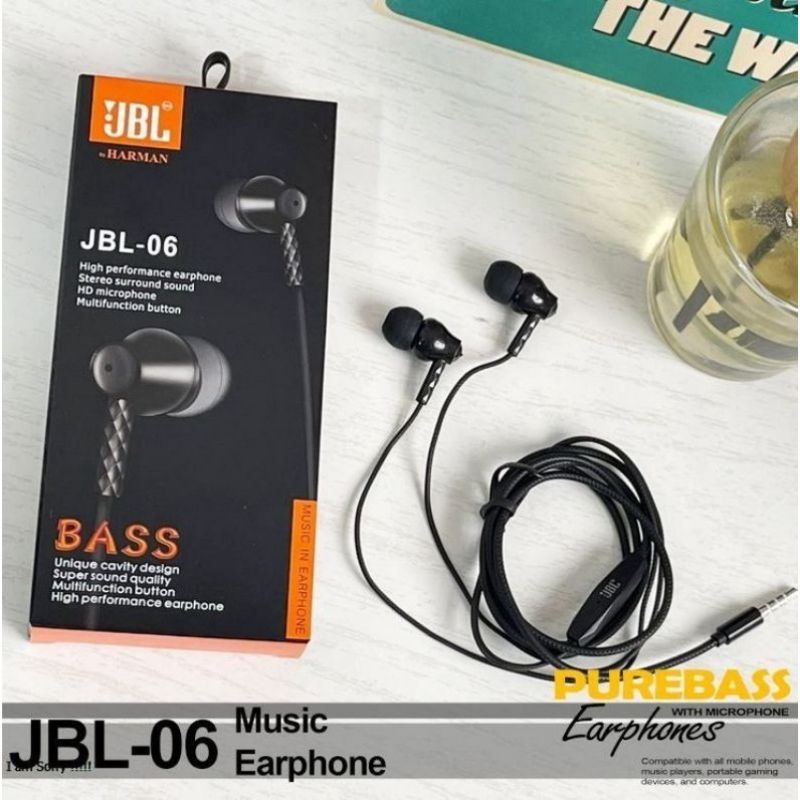 PROMO HF HEADSET JBL JB-06 STEREO EARPHONE PACKING IMPORT