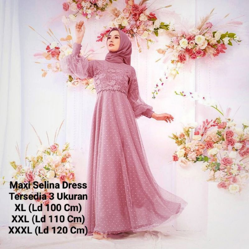 COD☑️Pakaian Gamis Terbaru/Maxi Selina Dress (3SIZE)/Gamis Tutu Tille Dot/Inah Dress Brokat Tile Dot/Pakaian Muslim tille Dot/Pakaian Pesta/Good Quality