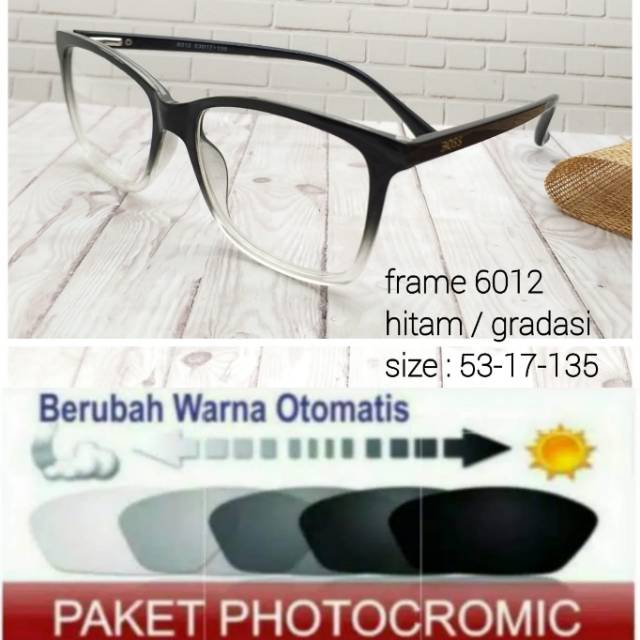 Frame Kacamata Pria Sporty Kaca mata Wanita Free Photocromic / Photogrey Minus plus Anti Radiasi