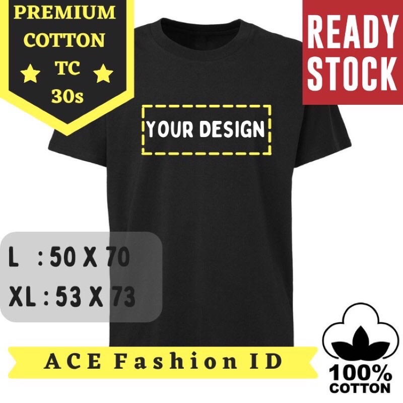 ACE KAOS BEBAS CUSTOM / FREE CUSTOM DEPAN BELAKANG / CUSTOM BESAR TULISAN ONLY