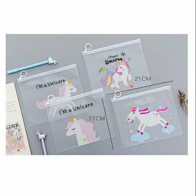 Pouch unicorn transparan