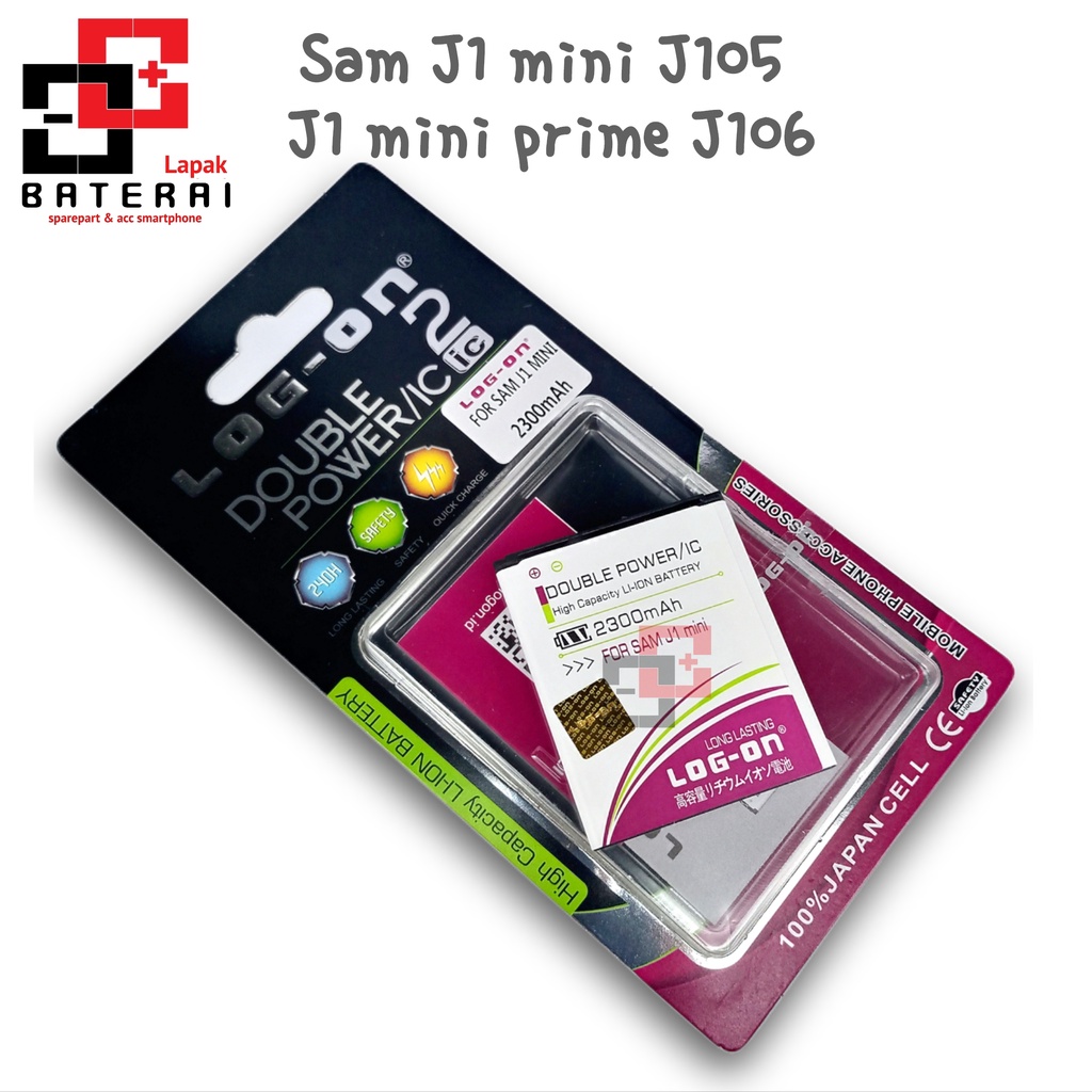 LOG - ON Baterai Samsung J1 Mini J105 Double IC Protection Battery Batre