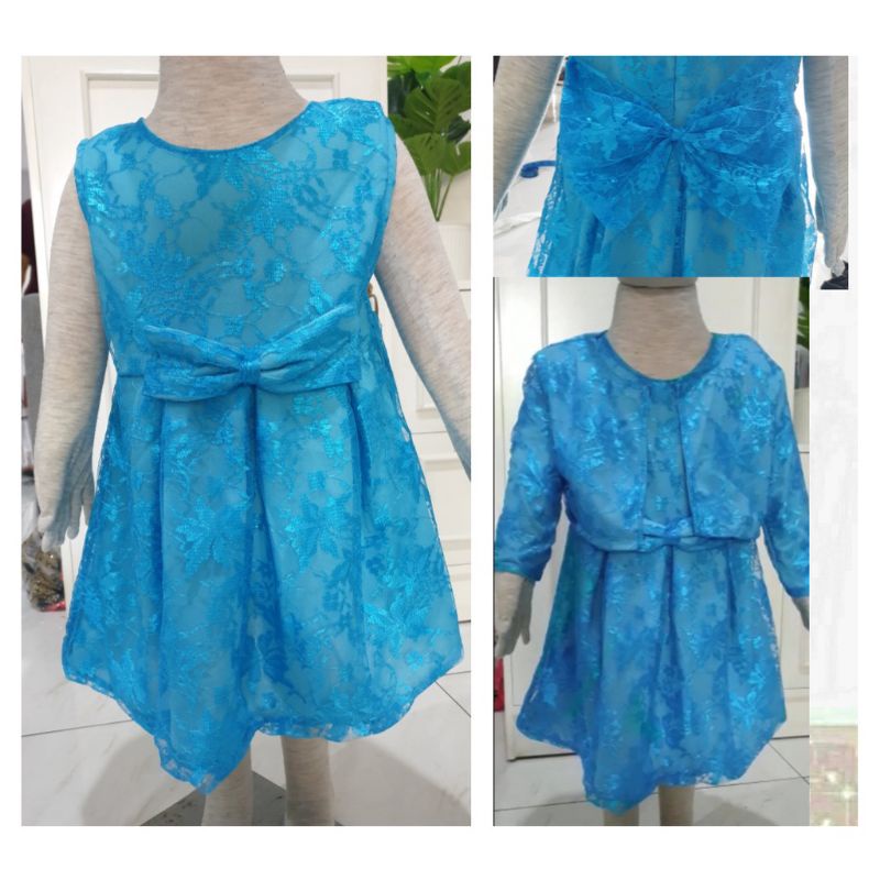 set dress bolero anak 0-3thn/gamis anak muslim/set dress babygirl/gaun pesta anak/baju kondangan