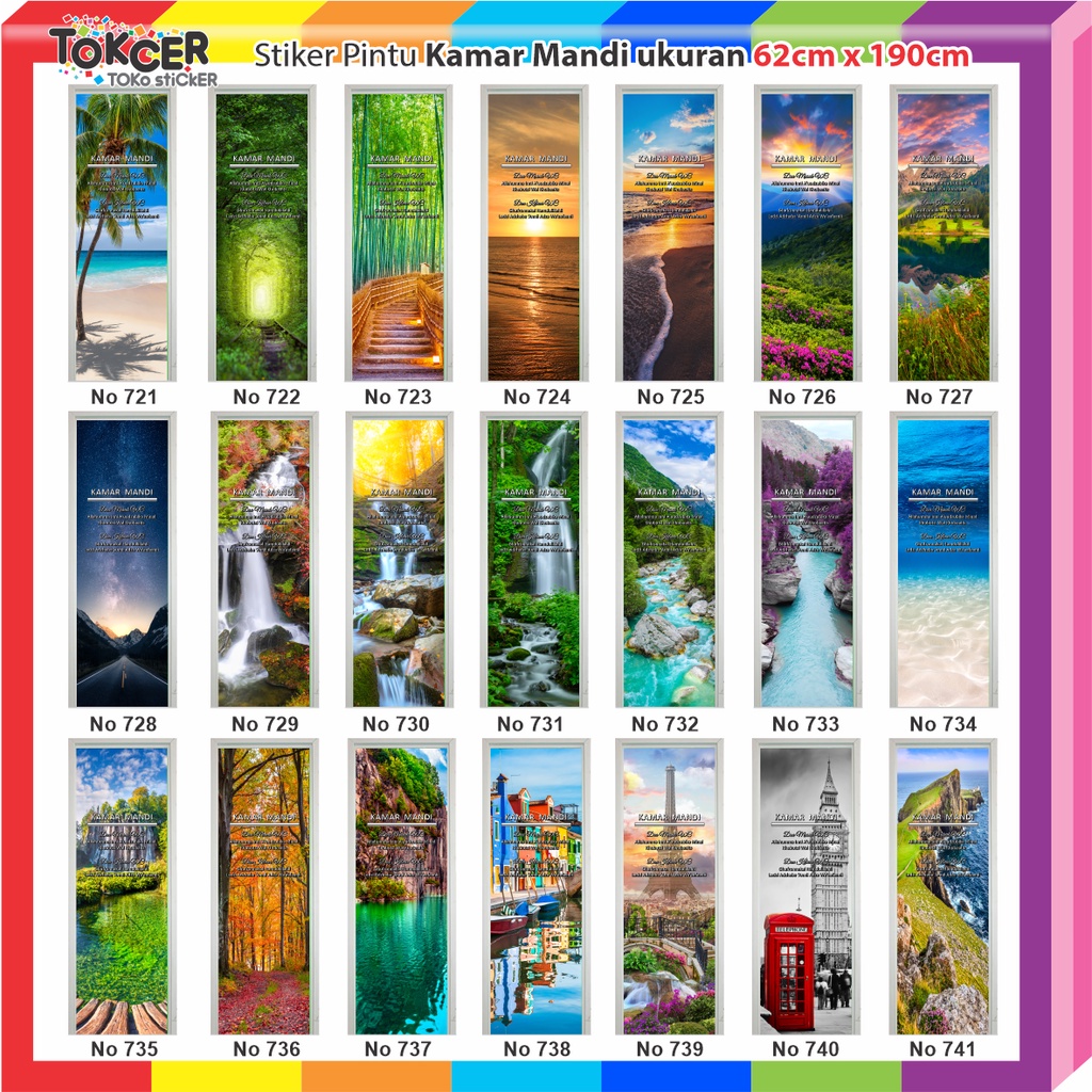 STIKER Pintu Kamar Mandi PEMANDANGAN Polos atau +Doa