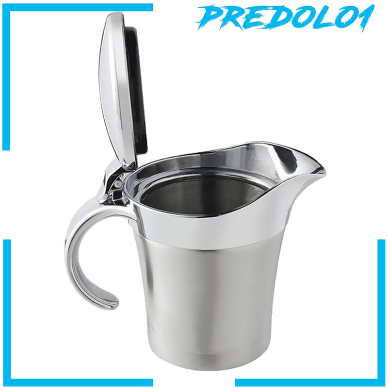 (Predolo1) Teko Stainless Steel Dinding Ganda Untuk Saus / Susu / Steak