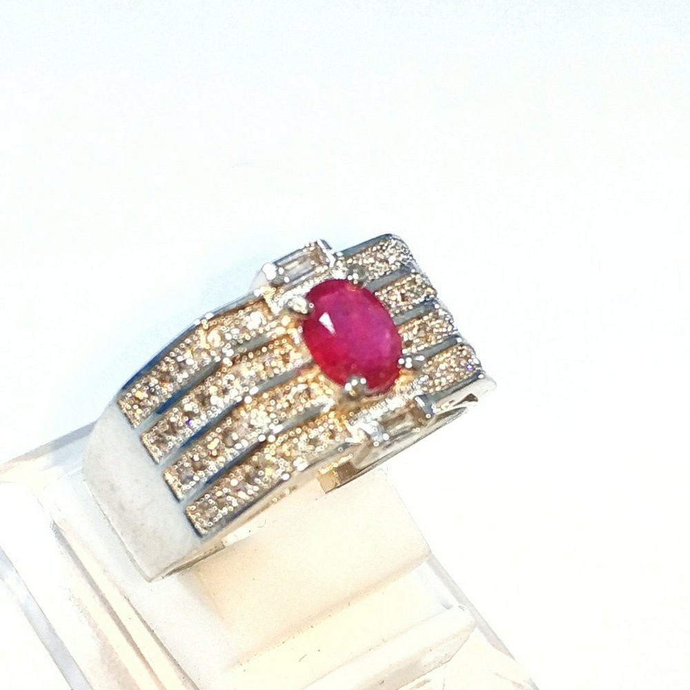 CINCIN BATU AKIK PERMATA NATURAL RED RUBY CUTING MINIMALIS