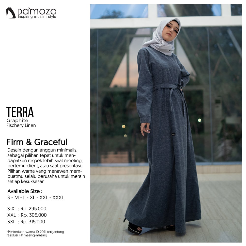 Gamis Wanita Elegan Damoza Mutif Terra Graphite