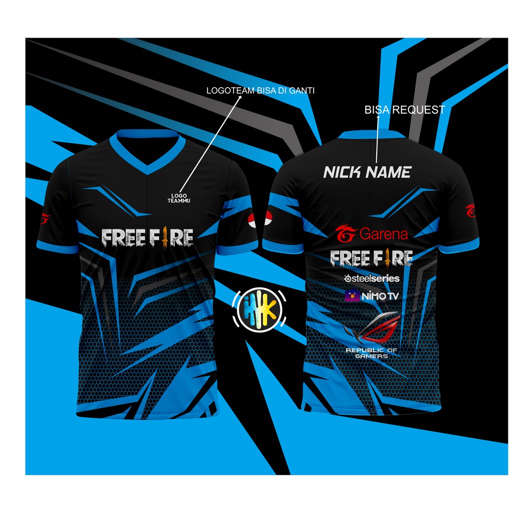 Jual Baju Kaos Jersey Gaming / Guild Free Fire Murah Garatis Desain Nick  Name & Logo Seponsor | Shopee Indonesia