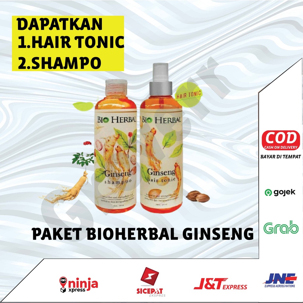 Paket Perawatan Obat Shampo Tonic Bio Herbal Ginseng Penumbuh Rambut Botak BPOM Original Halal PSH2