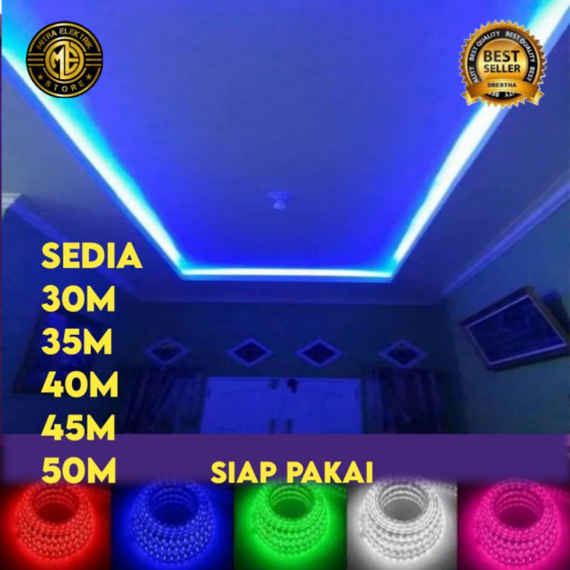 LAMPU LIS PLAFON 25M 50M50METER  FREE SOKET COLOKAN SIAP PAKAI  LED SELANG 5050 220V BERBAGAI WARNA LAMPU PLAPON LEDSTRIP SELANG WATERPROOF HIAS KAMAR RUANG