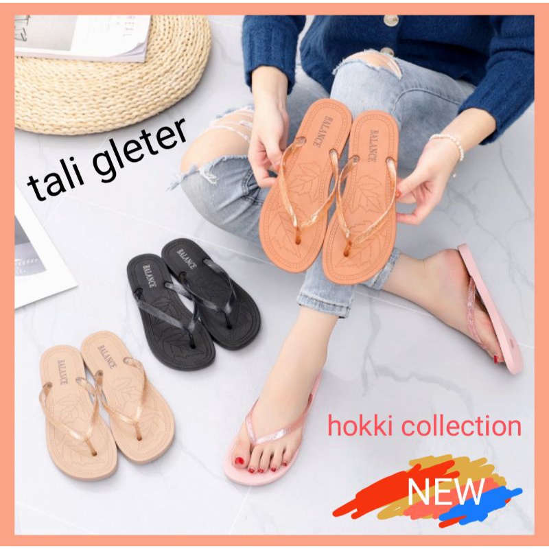 Sandal Karet jelly wanita Tali bling-bling  empuk terbaru import