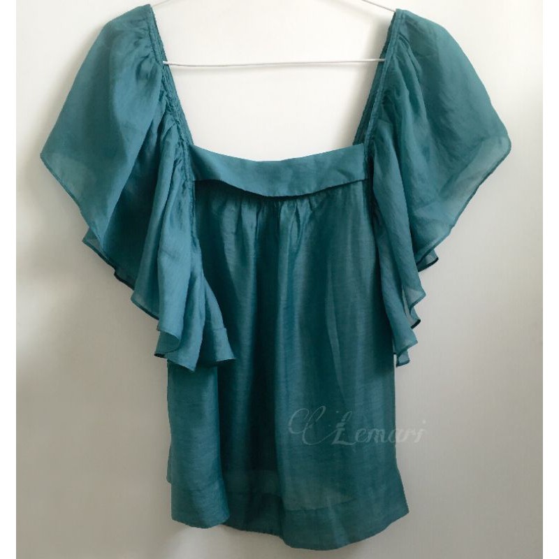 Mango Ruffle Top in Green (Preloved)