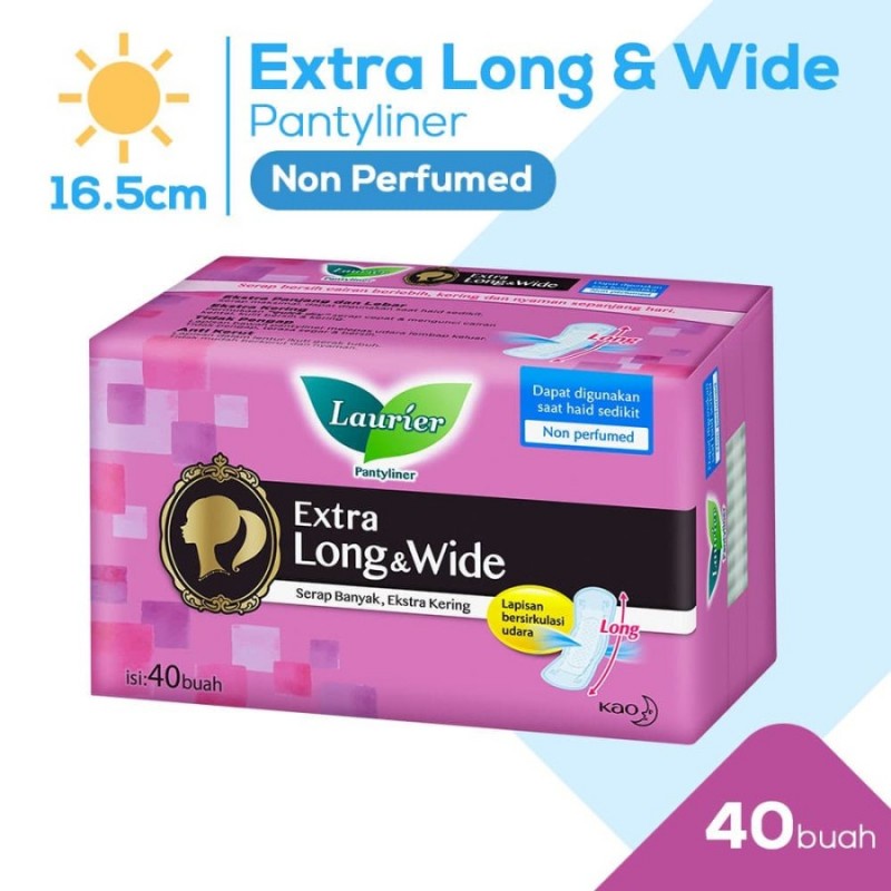 Laurier Panty Liner Extra Long &amp; Wide Non Perfumed - 40 s