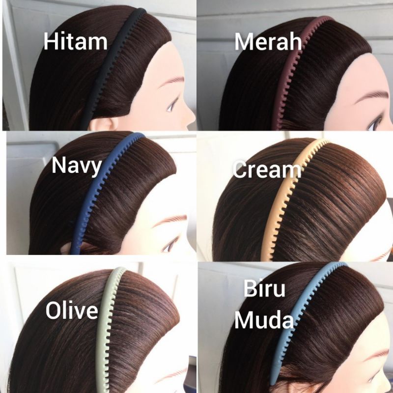 Warna Hitam ! Bando Sirkam Doff untuk Pria Wanita Model Korea Bandana Polos Matte Comb Headband Bando Doff sirkam