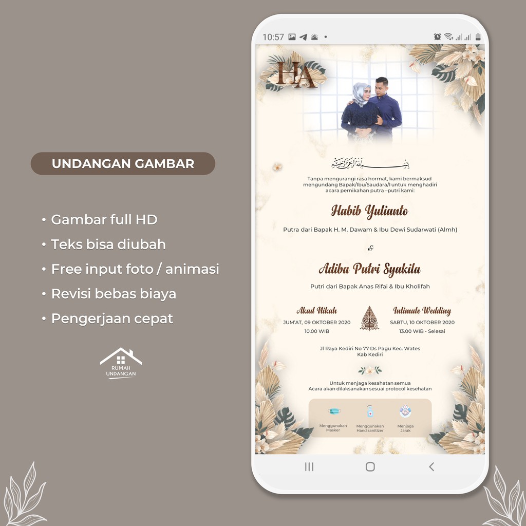 Undangan Digital Pernikahan bentuk Gambar JPEG  Elegant (TEMA 16)