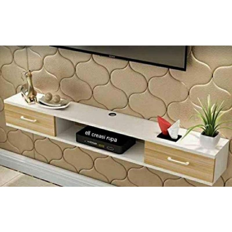 meja tv minimalis gantung tempel dinding free rak ambalan