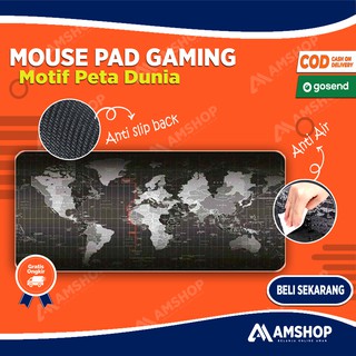 Mouse Pad Gaming Mouse Pad Panjang XL Desk Mat Motif Peta Dunia OMAN33BK