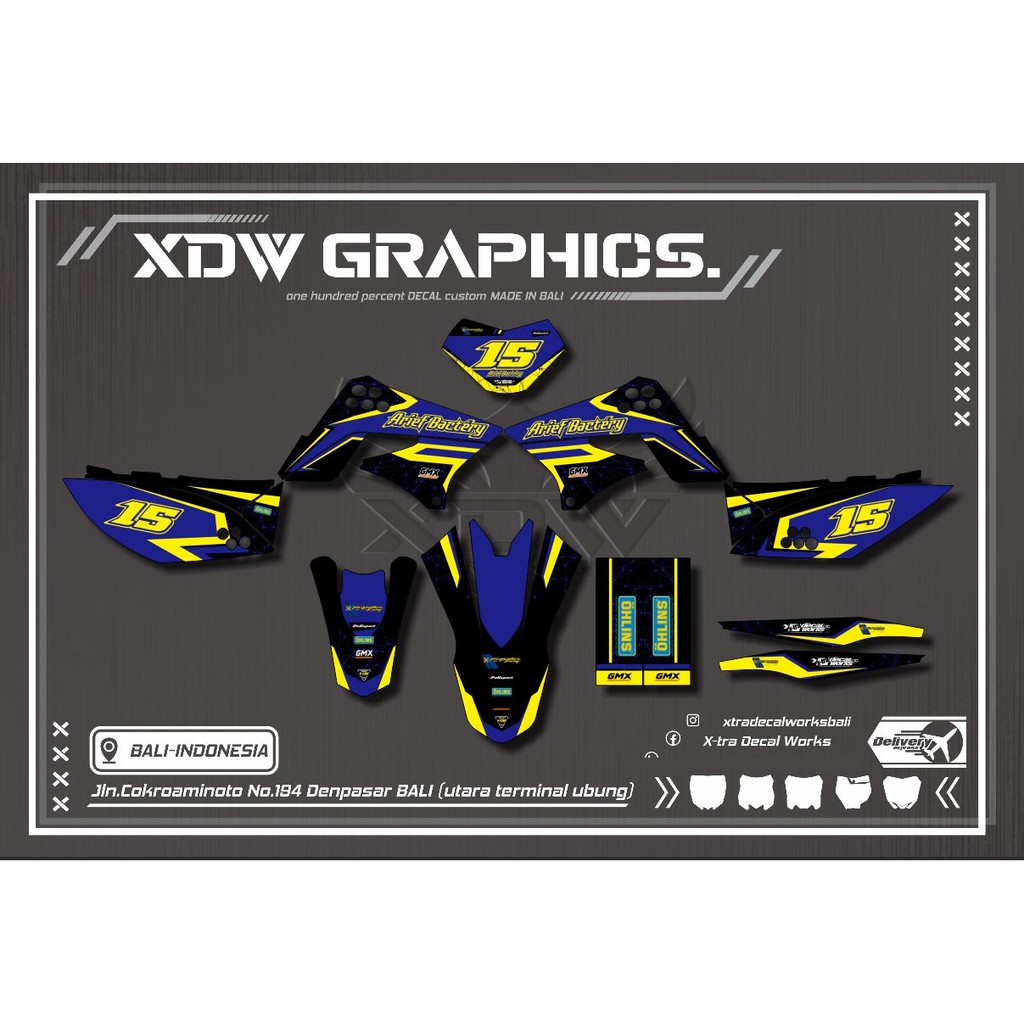 Stiker Decal Kawasaki KLX S L 150 Supermoto / Motocross Racing Biru